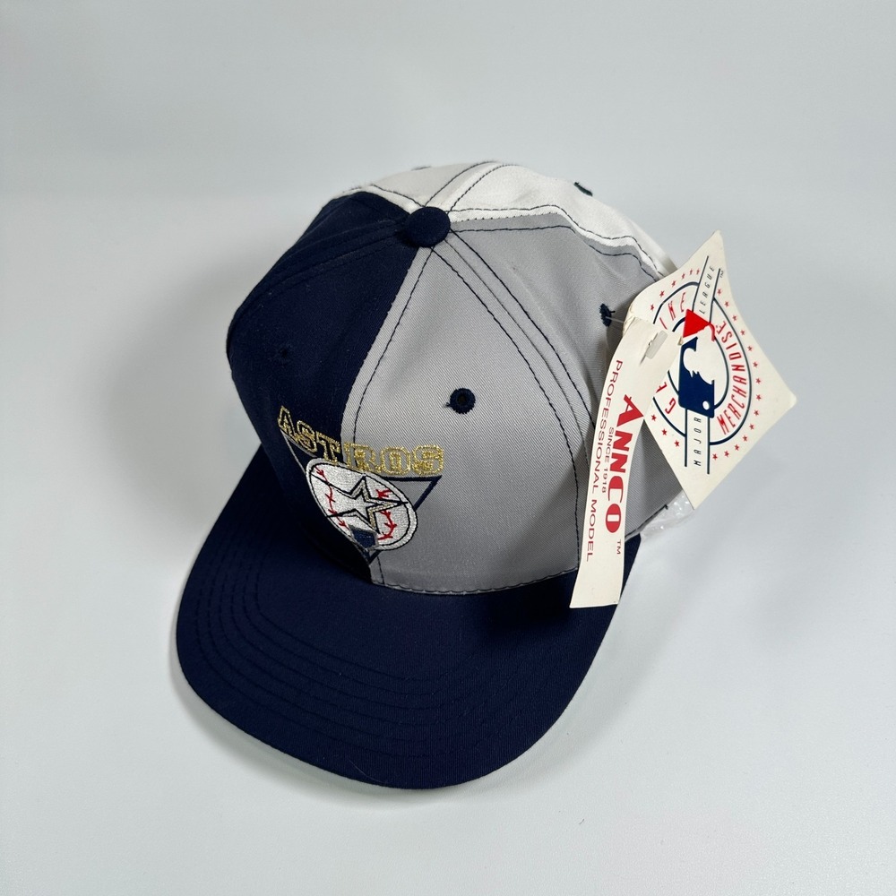 Vintage Houston Astros MLB Snapback Hat NWT Youth Annco Split Color Block Cap
